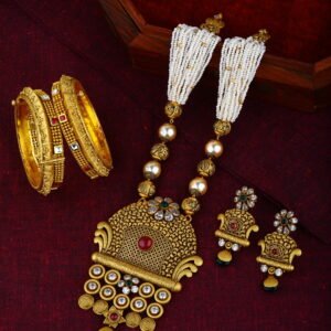 antique necklace with kangan and earrings