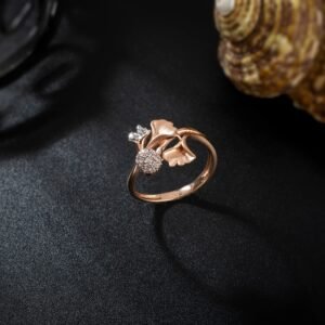 flower design rose gold ring