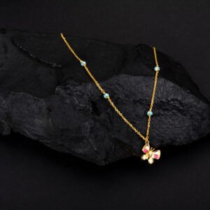 gold chain with butterfly pendent