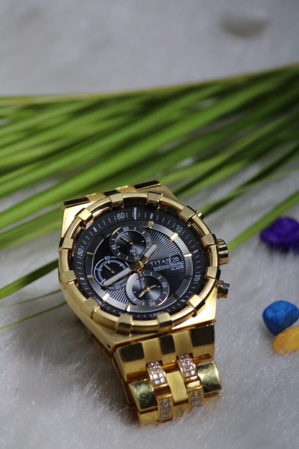 gold titan watch gents