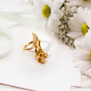 leaf design gold ring