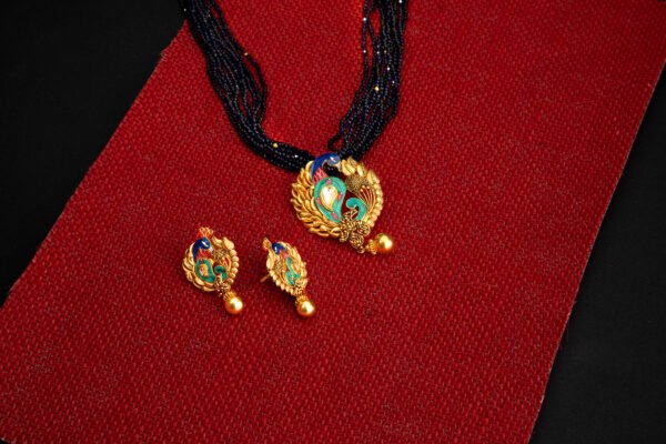 peacock design gold necklace