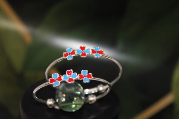 red and blue design silver kadli