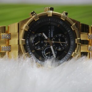 titan gents watch with golden belt